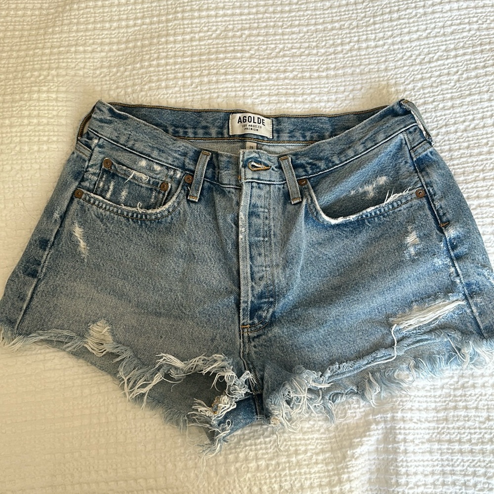 AGOLDE PARKER denim shorts light blue size 29